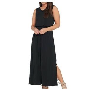 Joan Rivers Sleeveless Black Maxi Dress Pockets Medium